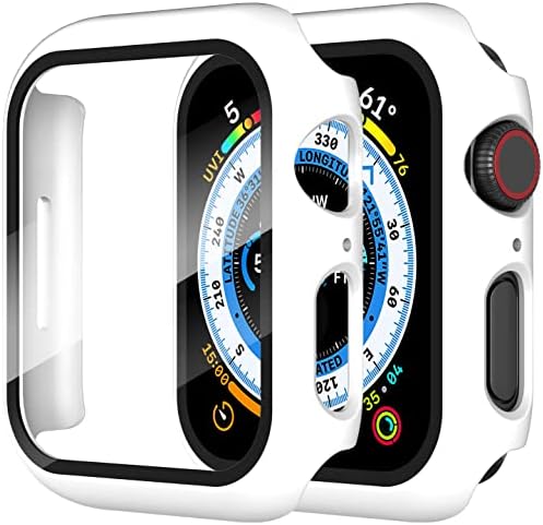 2 חבילה מארז קשה מיועד לסדרת Apple Watch 6/5/4 40 ממ עם מגן מסך זכוכית מחוסמת 9 שעות, [רגיש למגע] [כיסוי מלא]